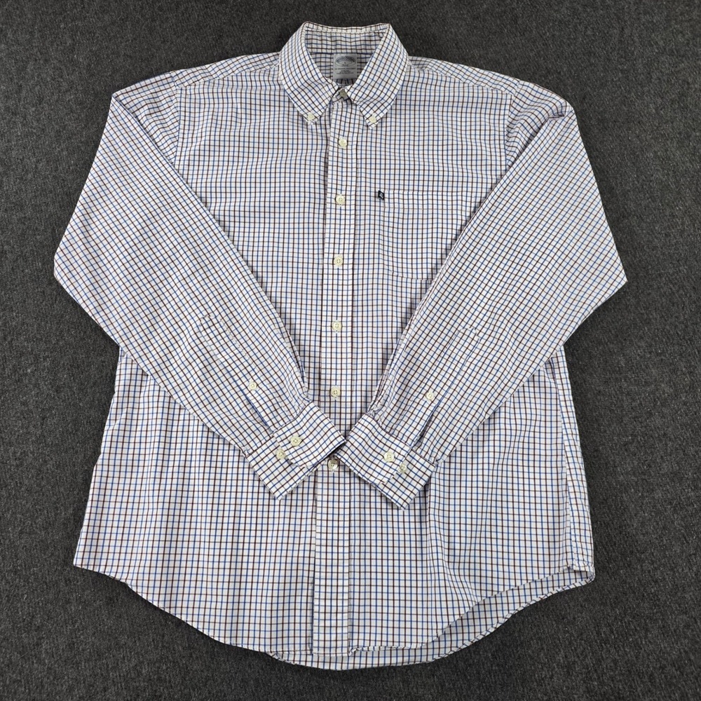 Brooks Brothers 346 The Original Polo‎ Shirt Slim Fit Plaid Long Sleeve Mens L